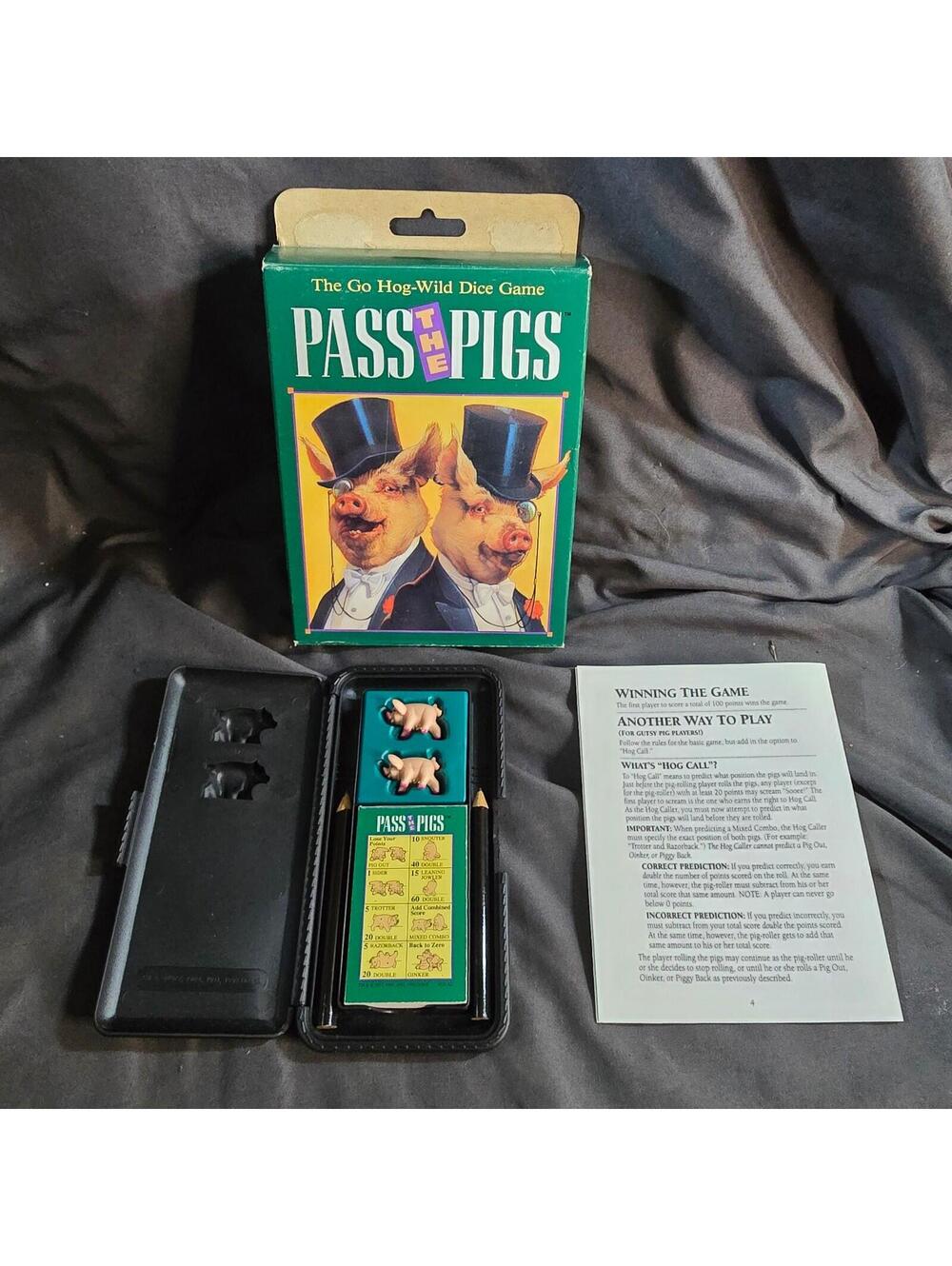 Vintage 1992 Pass The Pigs Dice Game Milton Bradley Travel Game